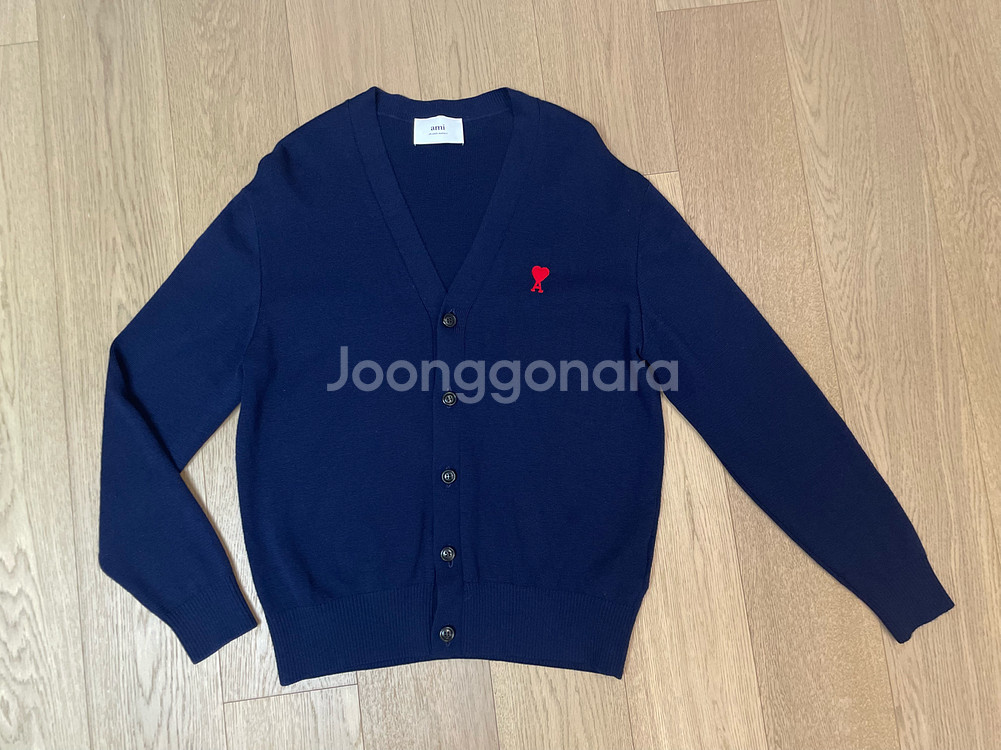 AMI 아미 스몰하트로고 울 가디건--0