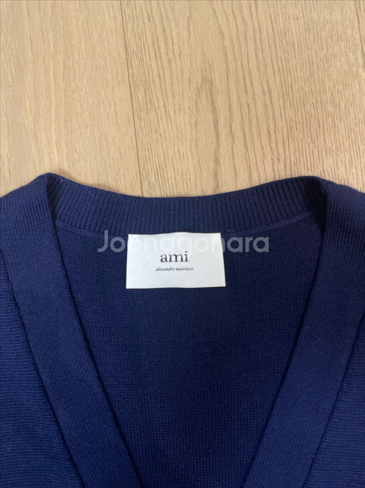 AMI 아미 스몰하트로고 울 가디건--2