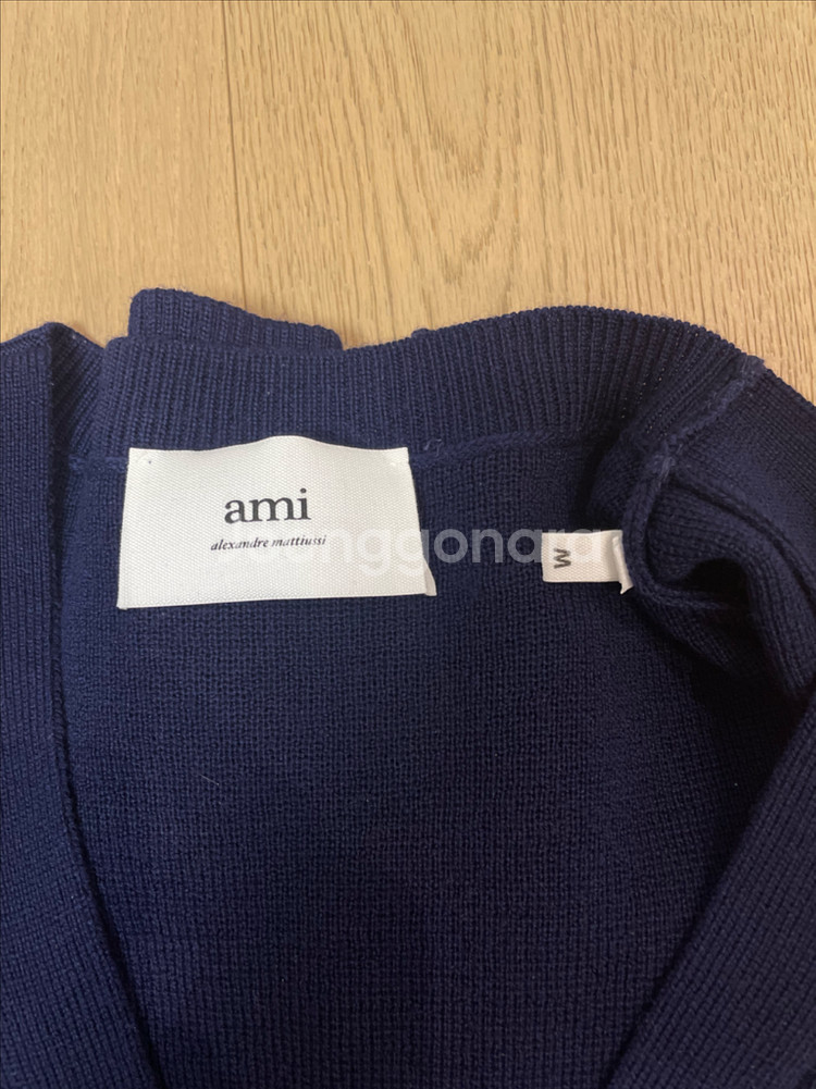 AMI 아미 스몰하트로고 울 가디건--4