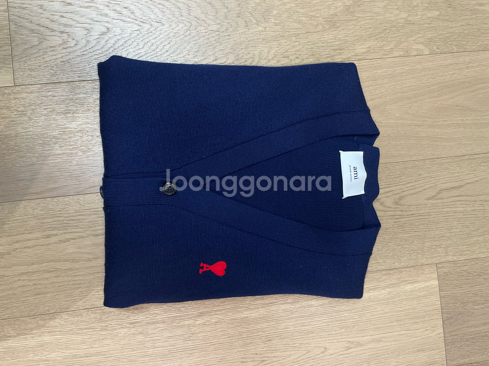 AMI 아미 스몰하트로고 울 가디건--5