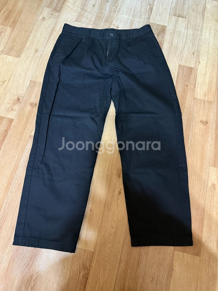 무신사 스탠다드 원 턱 레귤러 핏 치노 팬츠 블랙 33인치--0