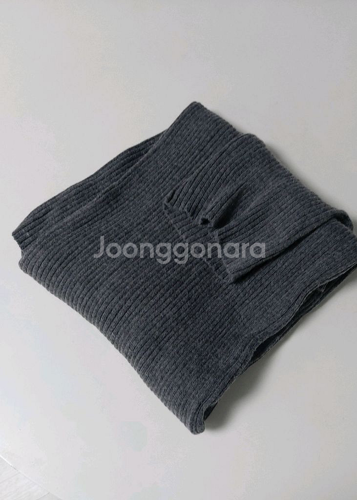 목폴라 골지 니트 미니 원피스 그레이--4