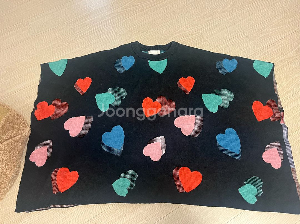 스텔라매카트니키즈 하트 패턴 니트 판초--0