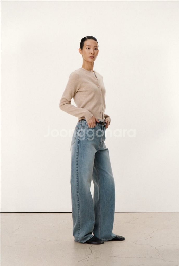 포터리 여성 라운드 넥 가디건 - 베이지--8