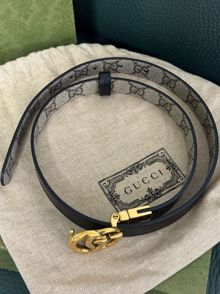 구찌 GG 마몽 리버서블 씬 벨트 여성용--2