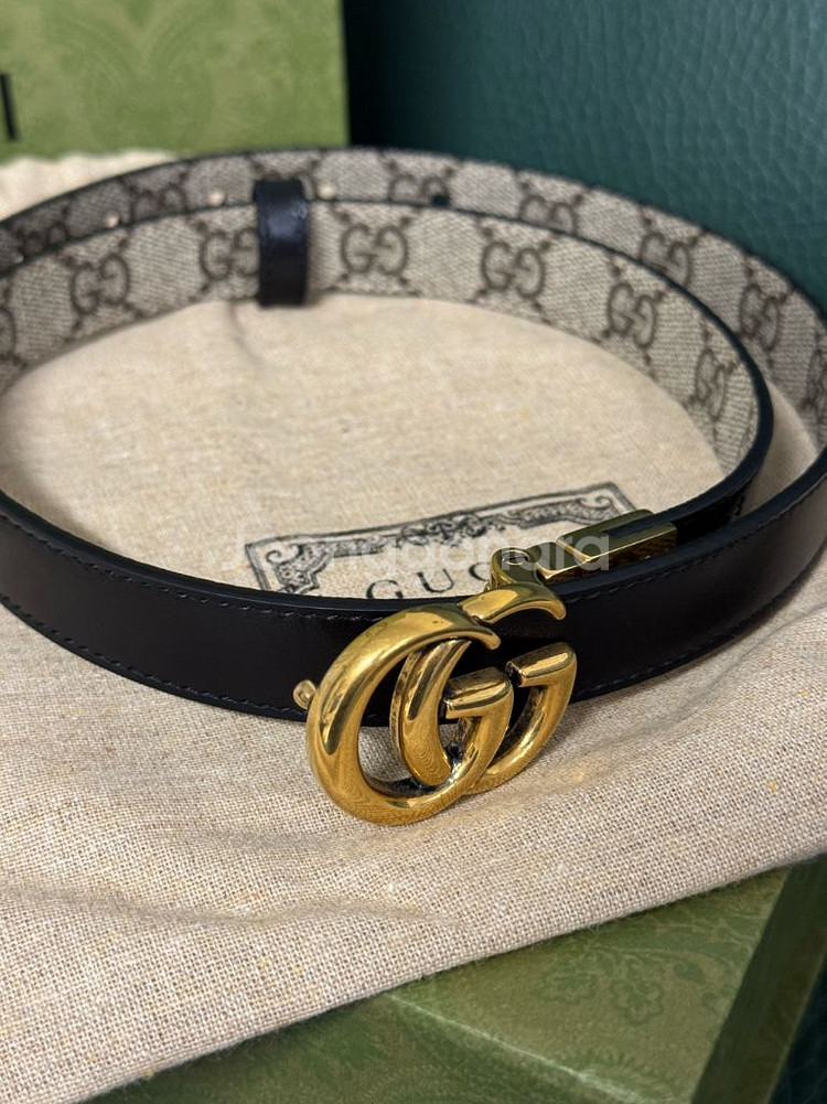 구찌 GG 마몽 리버서블 씬 벨트 여성용--1