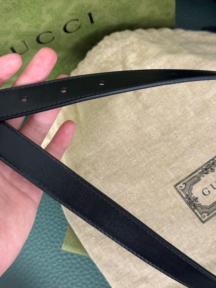 구찌 GG 마몽 리버서블 씬 벨트 여성용--5