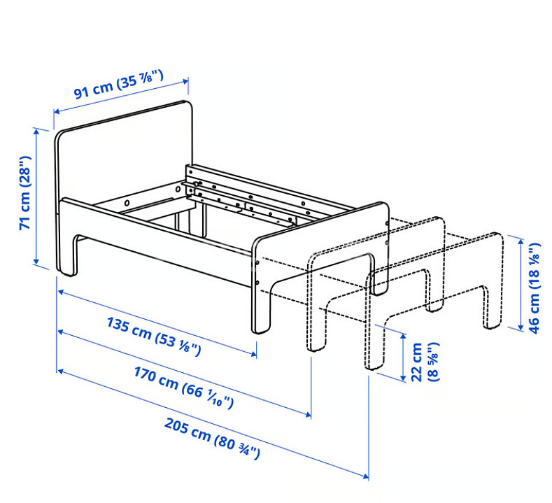 이케아 슬렉트 침대프레임 + 매트리스 / 길이조절침대--2