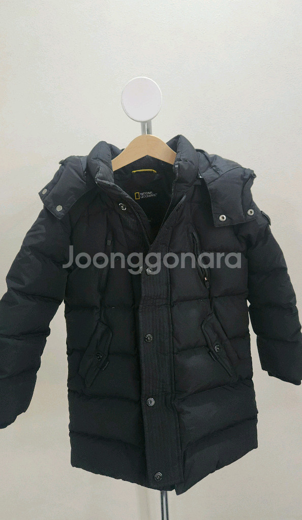 내셔널지오그래픽 키즈 구스다운 블랙 패딩 점퍼 110--0