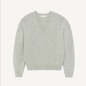 문달 딥 브이넥 니트 - 멜란지 그레이 / M