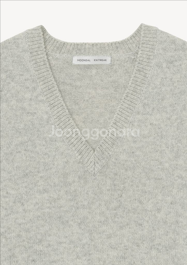 문달 딥 브이넥 니트 - 멜란지 그레이 / M--2