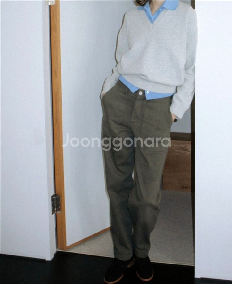 문달 딥 브이넥 니트 - 멜란지 그레이 / M--7