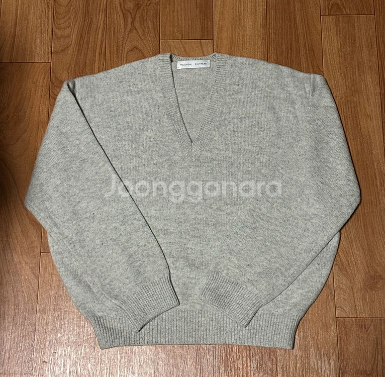 문달 딥 브이넥 니트 - 멜란지 그레이 / M--8