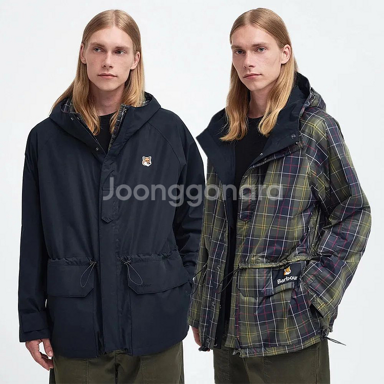 바버X메종키츠네 밀리터리 리버시블 워터프루트 자켓--0