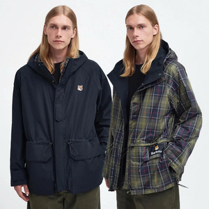 바버X메종키츠네 밀리터리 리버시블 워터프루트 자켓