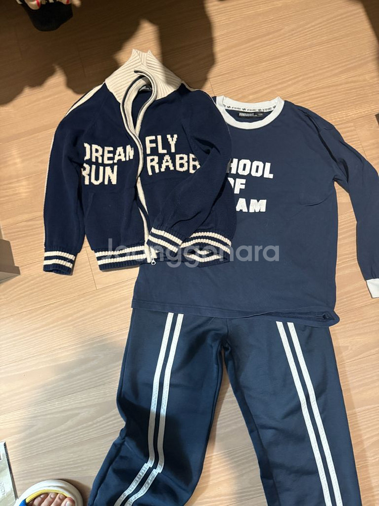 런래빗 니트집업 상하세트120--0