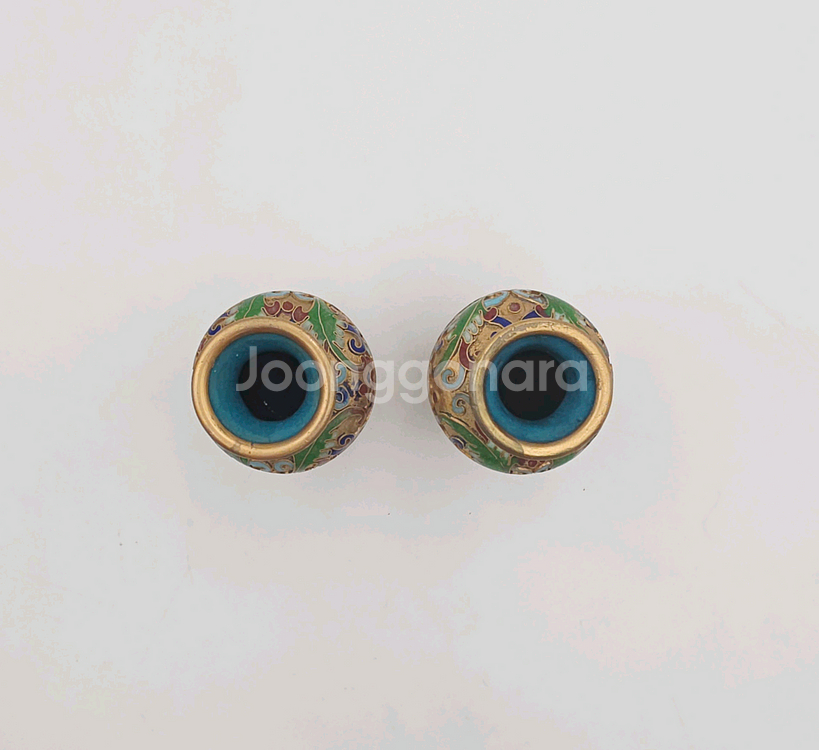 미니 금속 칠보 화병 한쌍--2