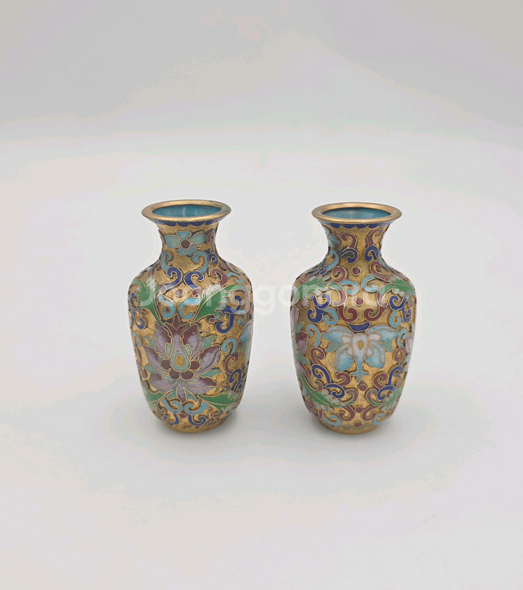 미니 금속 칠보 화병 한쌍--1