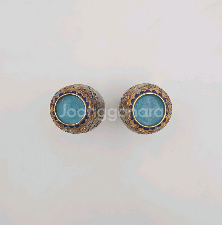 미니 금속 칠보 화병 한쌍--3