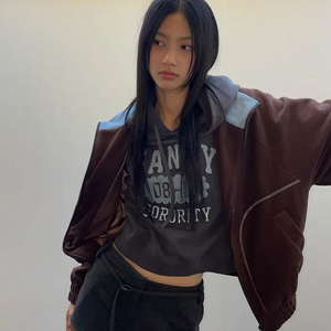 (미착용 새상품) 팬시클럽 하이넥 플리스 집업 브라운