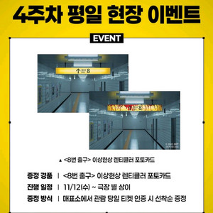 8번 출구 이상현상 렌티큘러 포토카드 영화 특전 굿즈 4주차