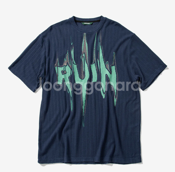 루인 니트반팔 티셔츠 네이비M사이즈--0