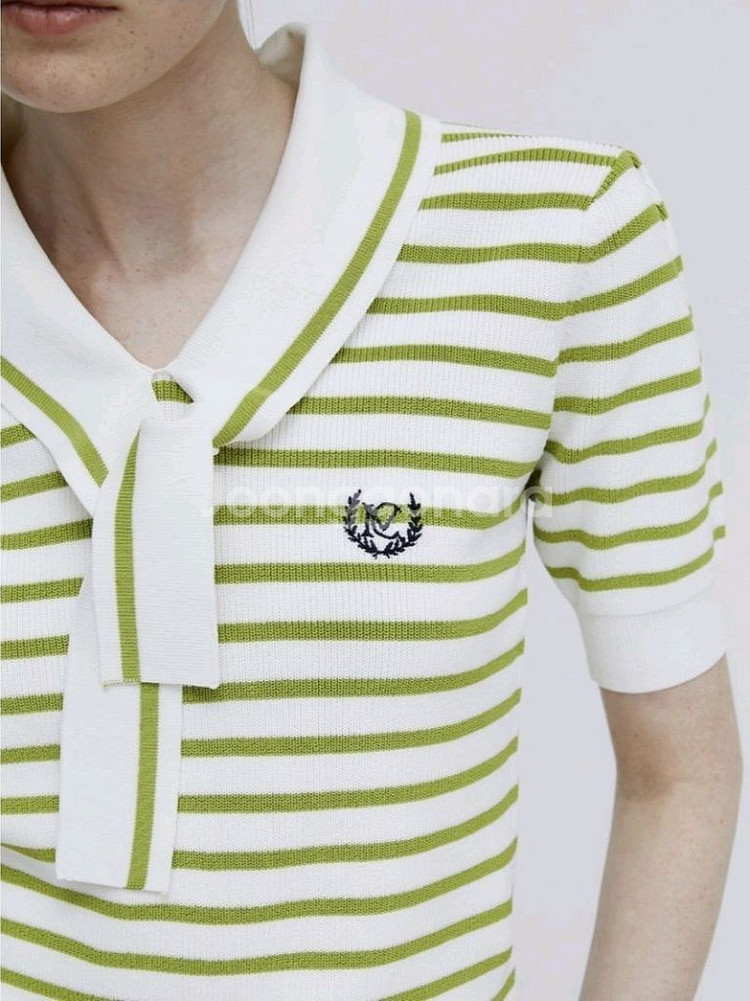 마리끌레르 타이 세일러 반팔 니트 스트라이프--3