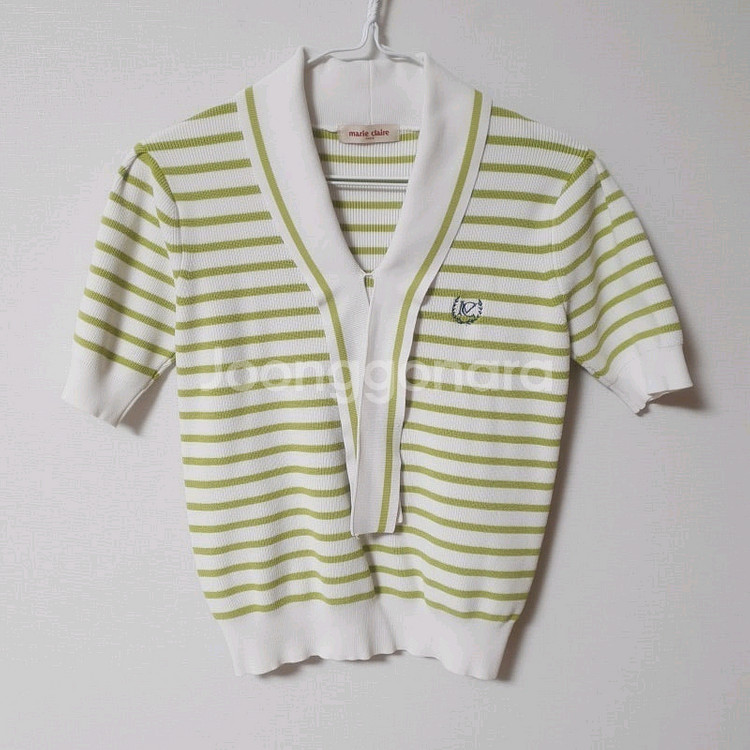 마리끌레르 타이 세일러 반팔 니트 스트라이프--6