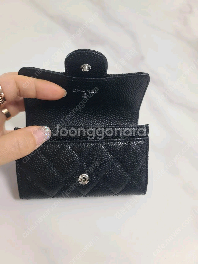 샤넬 캐비어 퀼팅 카드지갑--1