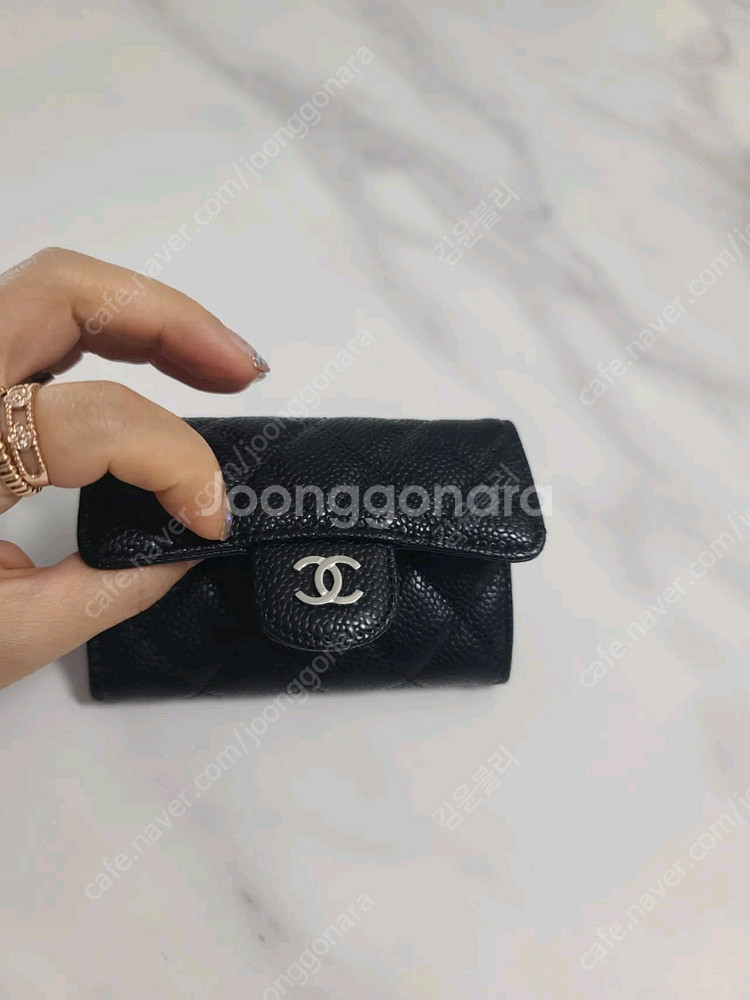 샤넬 캐비어 퀼팅 카드지갑--0