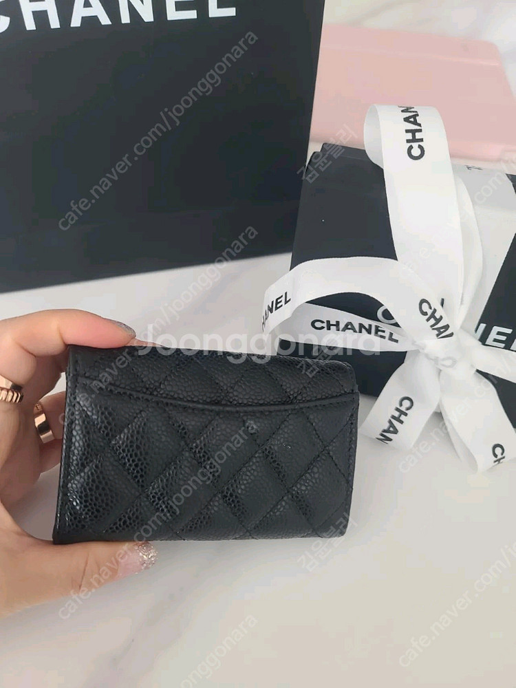 샤넬 캐비어 퀼팅 카드지갑--5