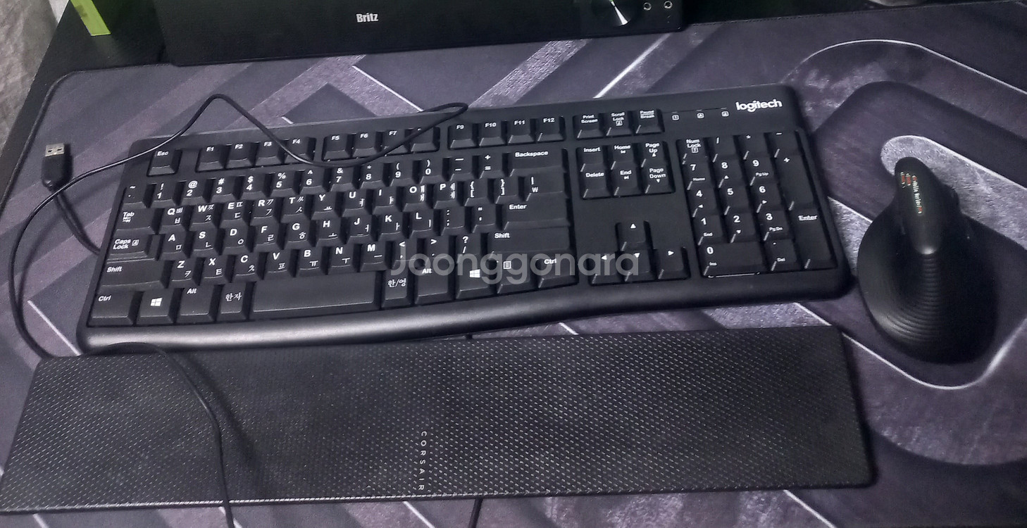 로지텍 K120 키보드 + 스마텍 버티컬 무선 마우스 + 커세어 팜레스트 세트--0