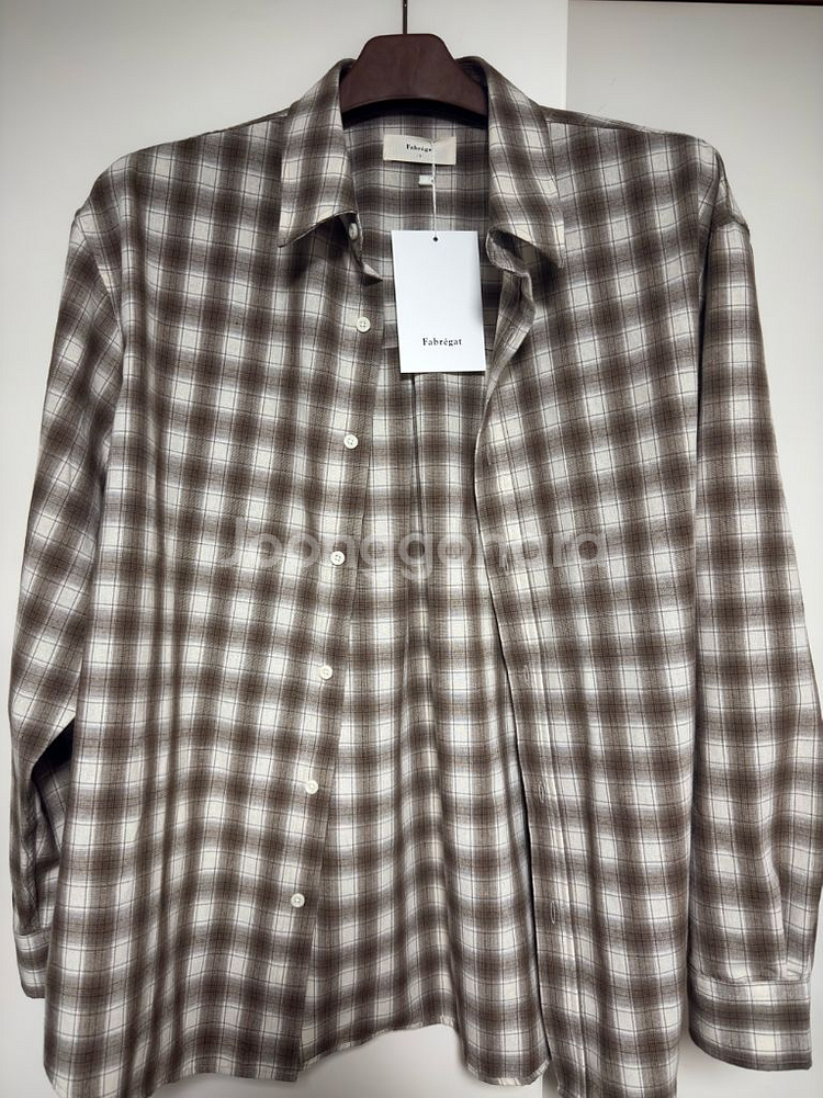 파브레가 오드리 옴브레 체크셔츠 카키브라운 3사이즈--2