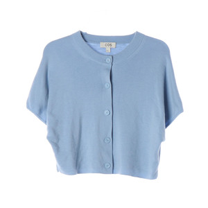 [S]코스 울100% 스카이블루 반팔 크롭 니트 가디건