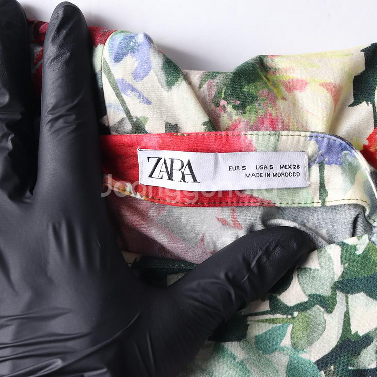 [S]자라 멀티 플로럴 보트넥 벨트 반팔 롱 원피스 드레스--5