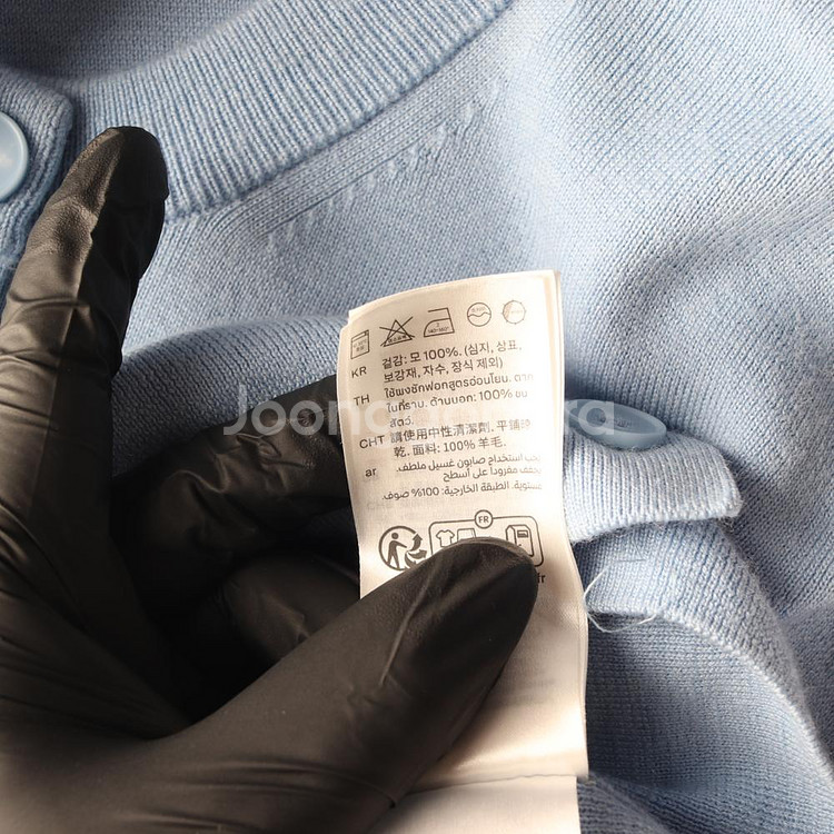 [S]코스 울100% 스카이블루 반팔 크롭 니트 가디건--5