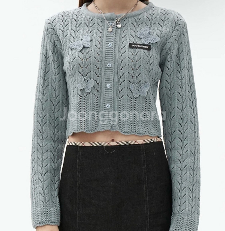 오드원아웃 크롭 니트 가디건--0