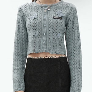 오드원아웃 크롭 니트 가디건