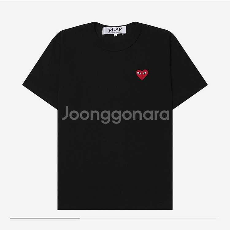 [새상품/XL] 꼼데가르송 레드 하트 반팔 티셔츠 블랙--2