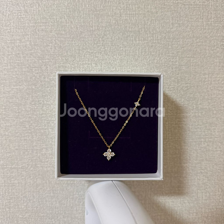 새상품 925 실버 골드 클로버 목걸이--0