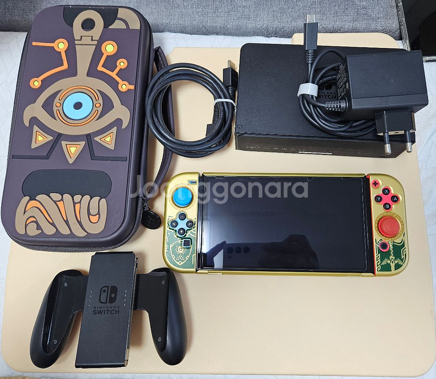 닌텐도 스위치 OLED 본체 + 젤다 케이스+파우치--0