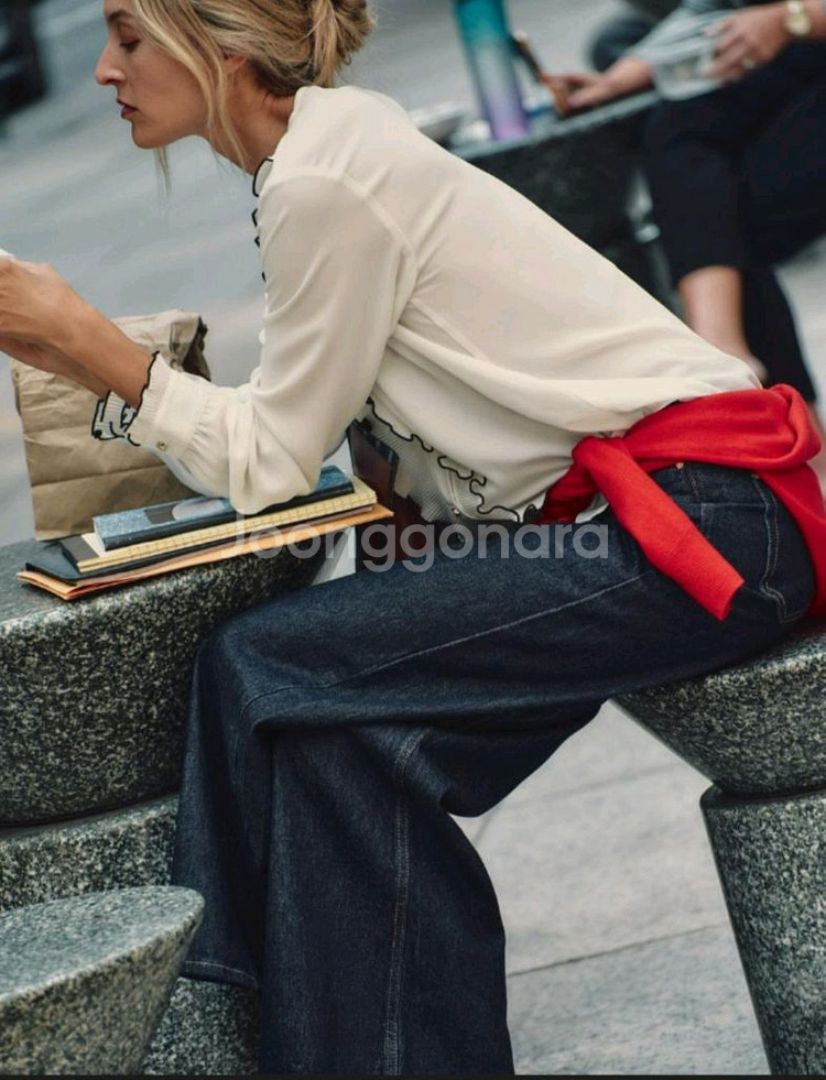 자라 와이드 레그 데님 팬츠(새상품)--0