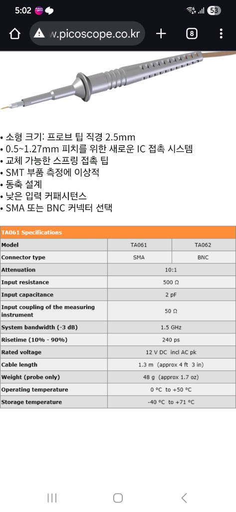 피코스코프 PICO SCOPE TA062 오실로스코프 프로브--4
