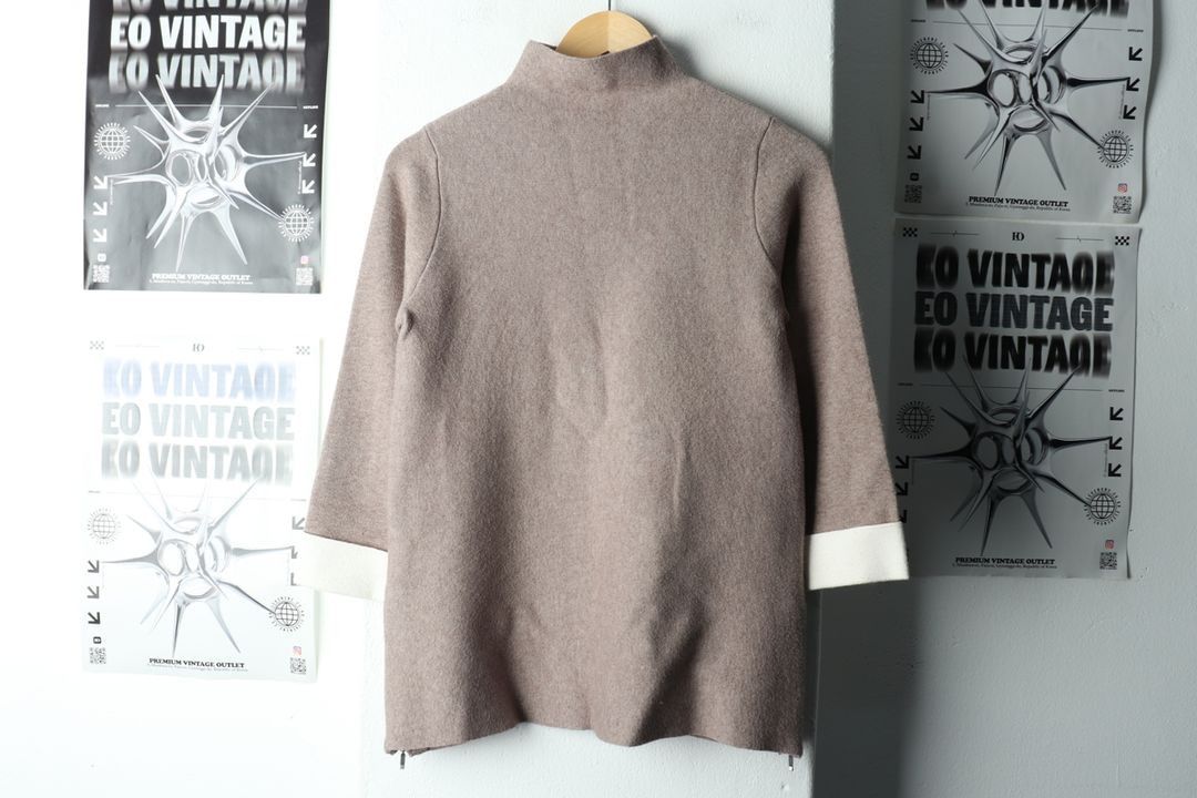 W(S-M) 브랜드빈티지 니트 타하리 반폴라 무지--1