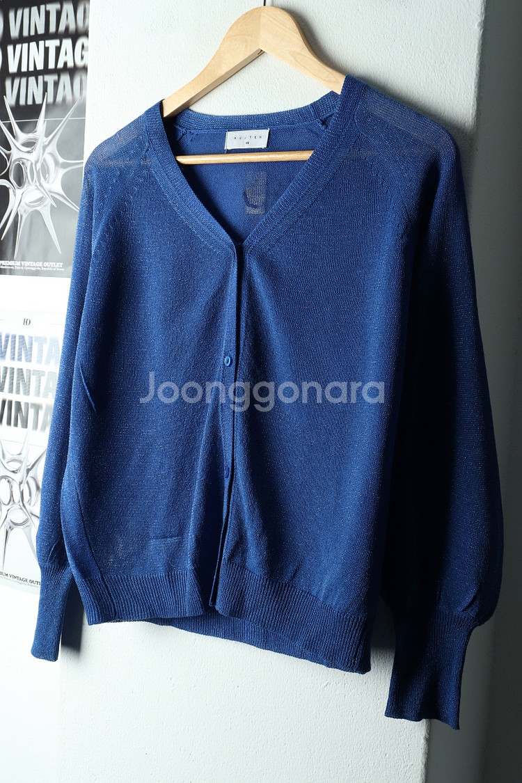 W(L) 브랜드빈티지 니트 가디건 쿠즈텡 블루 펄--0