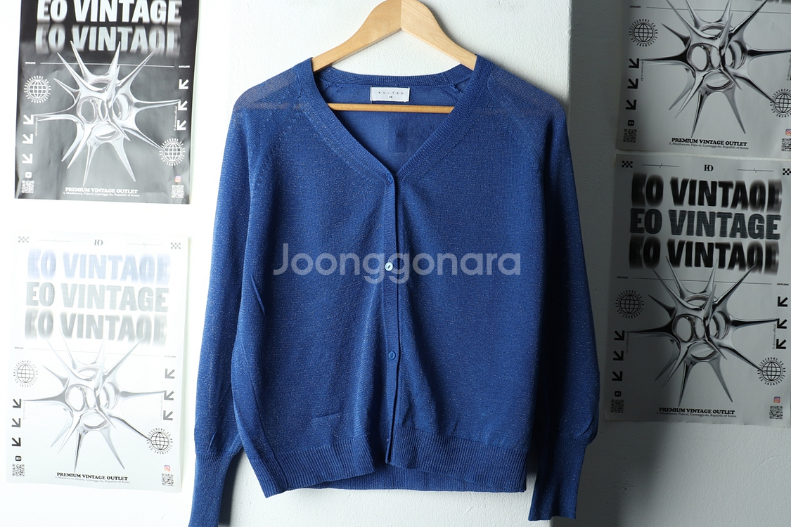 W(L) 브랜드빈티지 니트 가디건 쿠즈텡 블루 펄--1