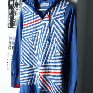 W(M) 르꼬끄 후드티셔츠 골프 패턴 블루 프랑스