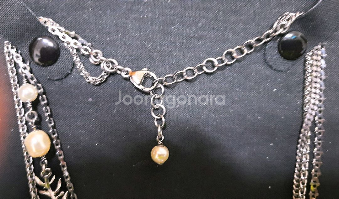 샤넬 CC 로고 진주 목걸이--4