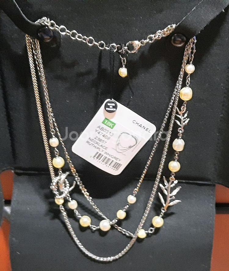 샤넬 CC 로고 진주 목걸이--8