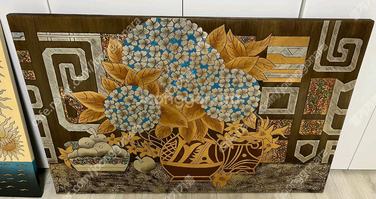 대전-목판액자 화병--1